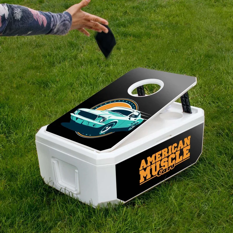 Cornhole Cooler with Imprint on Game Top and Sides view 6