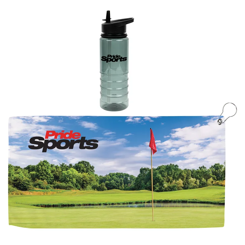 Hole in One 25 Oz. Tritan Sports Bottle & Golf Towel Gift Set view 2