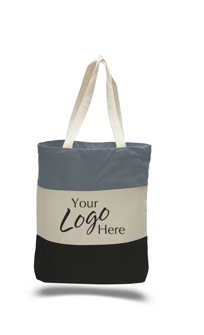 Canvas Tri-Color Bag w/3" Gusset (15"x15"x3") view 2