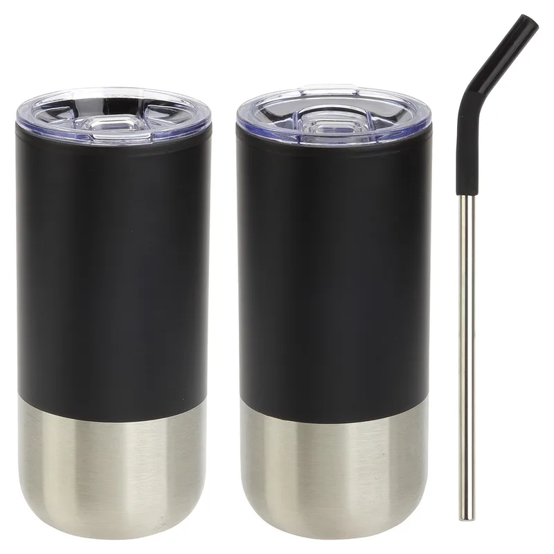 Oxford 16 oz Stainless Steel/Polypropylene Tumbler with Straw view 4