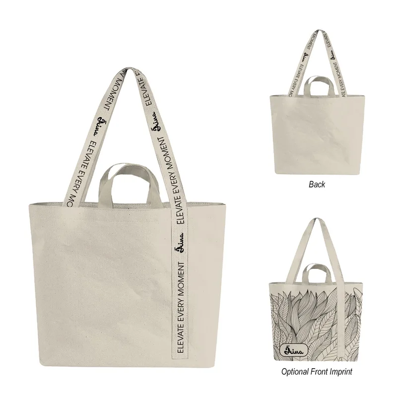 14 Oz. Recycled Mono-strap Canvas Tote Bag view 2
