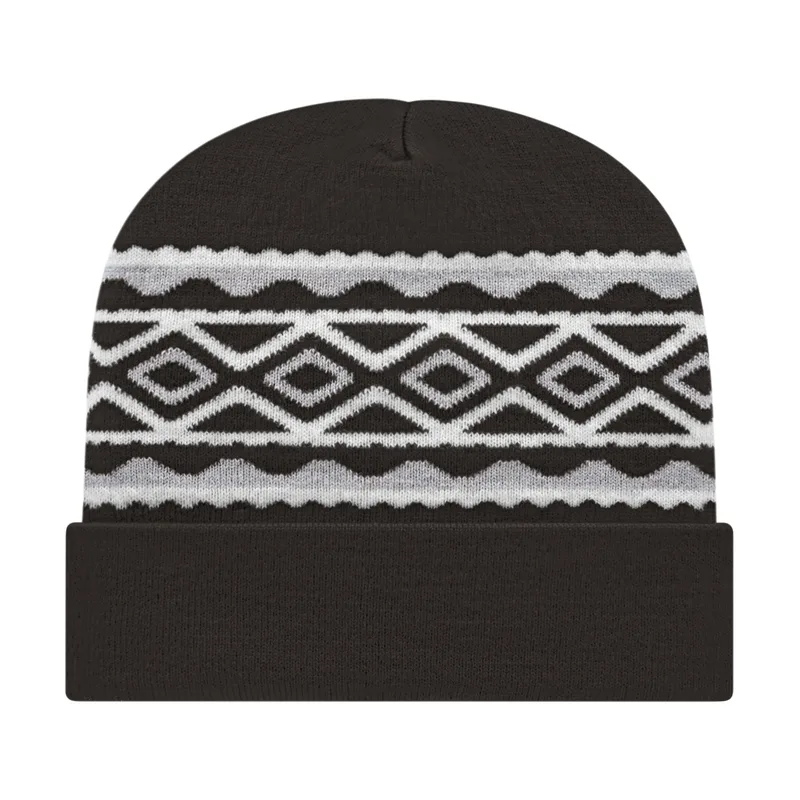 Diamond Pattern Knit Cap with Cuff view 3
