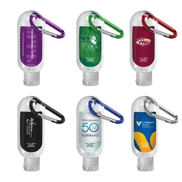 1.9 oz. Clear Sanitizer in Clear Bottle with Carabiner view 2