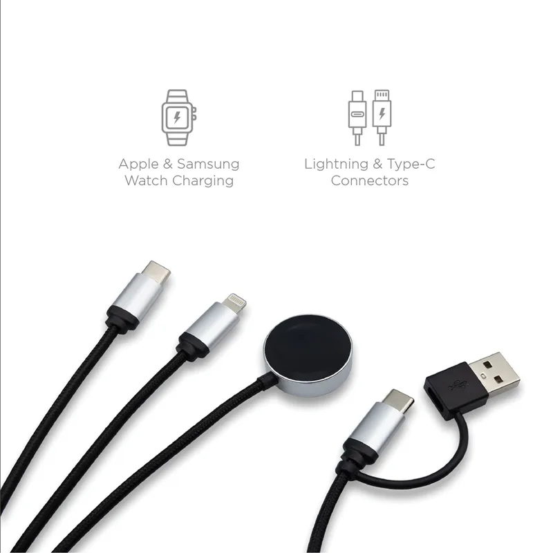 Velora, 3-in-1 Light-up Charging Cable with Apple & Samsung Watch Charging view 3