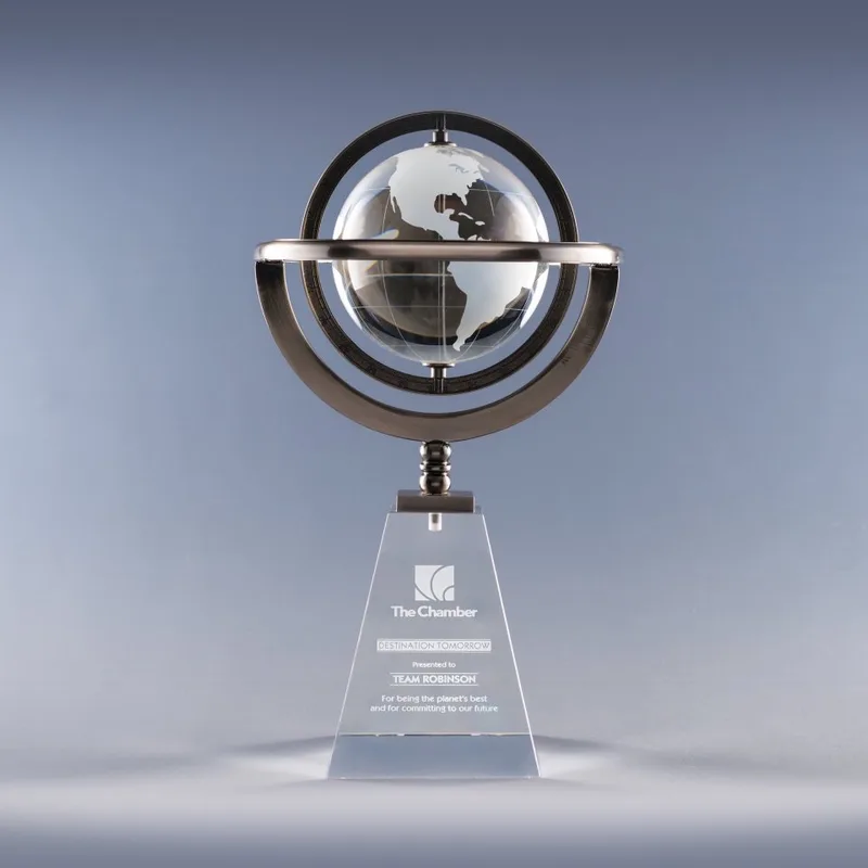 Large Omni Globe Optic Crystal & Metal Award