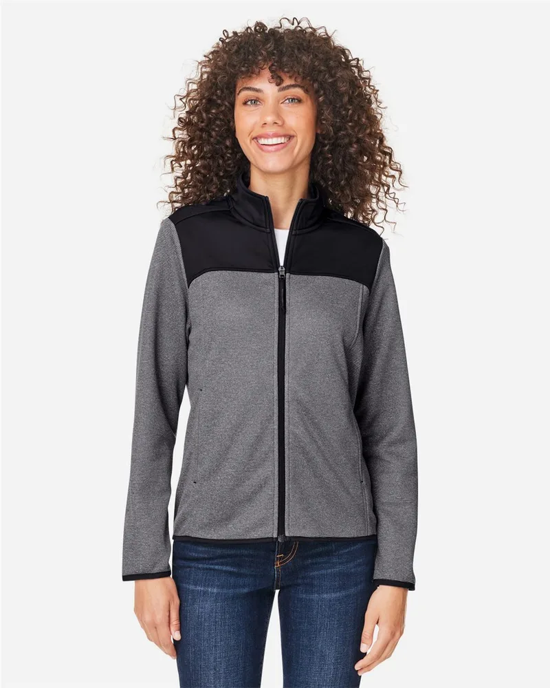 CORE365™ Women's Venture Heathered Stripe Hybrid Jacket view 2