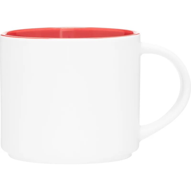 16 oz Monaco Ceramic Mug (Matte White/Red) view 2