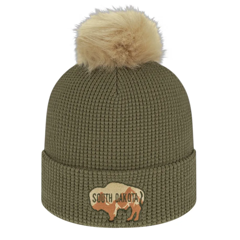 Waffle Knit Cap With Cuff