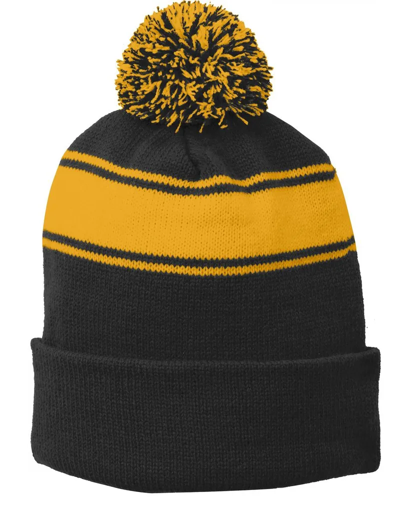Sport-Tek® Stripe Pom Pom Beanie. view 2