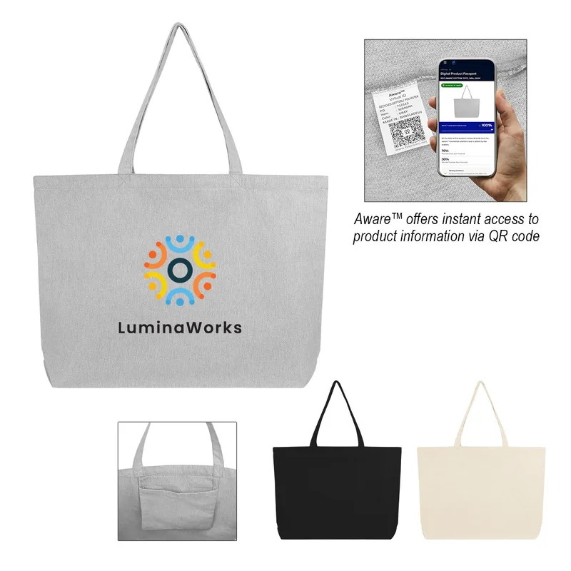 Aware™ 9 Oz. Recycled Cotton Shopper Tote Bag view 2