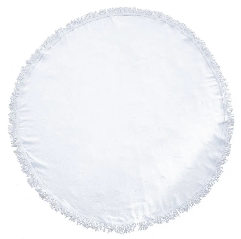 Sunnyside Fringed Round Beach Towel™ (White) view 2