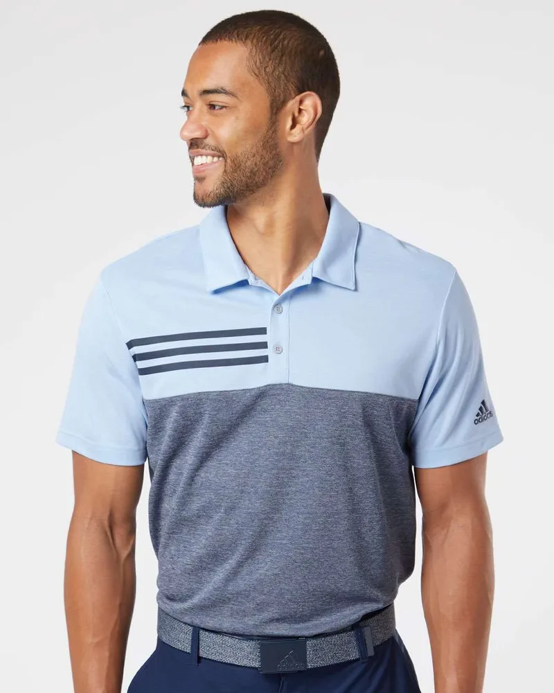 Adidas® Heathered Colorblock 3-Stripes Polo view 2
