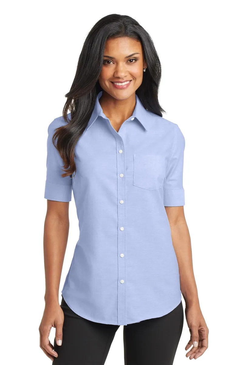 Port Authority® Women's Short Sleeve SuperPro™ Oxford Shirt. view 2