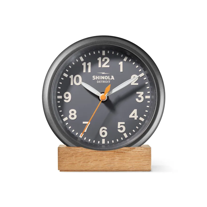 Shinola The Runwell 6in Desk Clock - Gunmetal/Gray