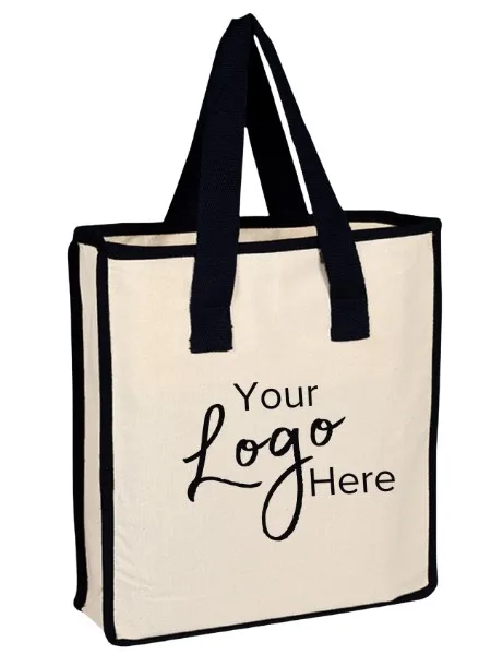 Canvas Shopping Bag w/Natural Handles & 4" Gusset (14"x15"x4")