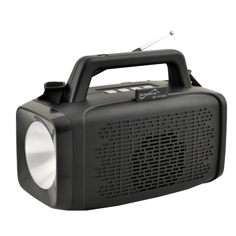 Supersonic Emergency Solar Power Speaker W/ Fm Radio & Led Flashlight