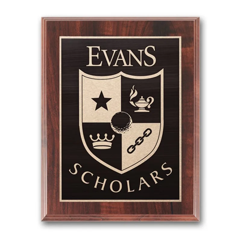 Etch/Antiqued Plaq - Walnut Finish