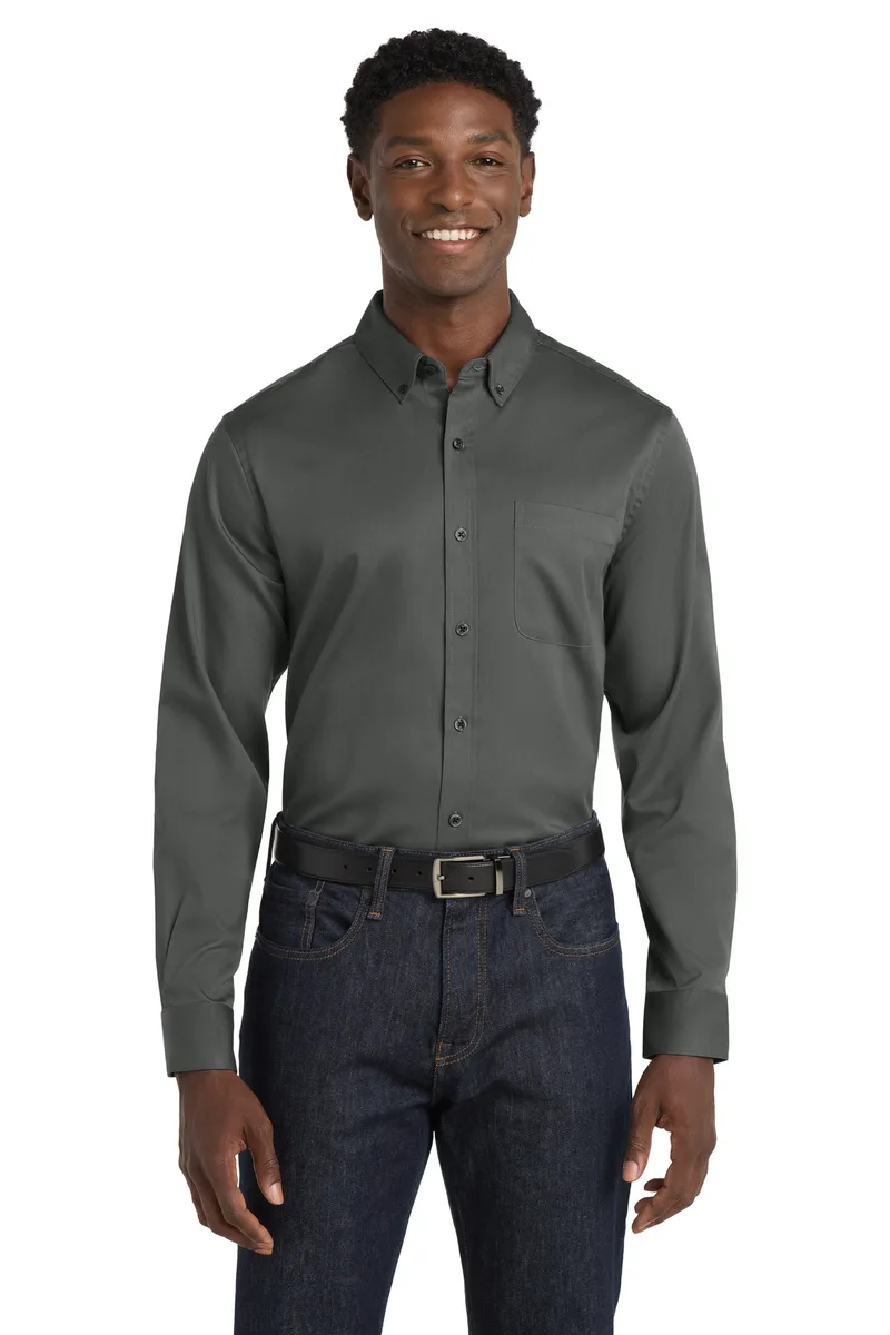 Port Authority® Long Sleeve SuperPro React™ Twill Shirt. view 2