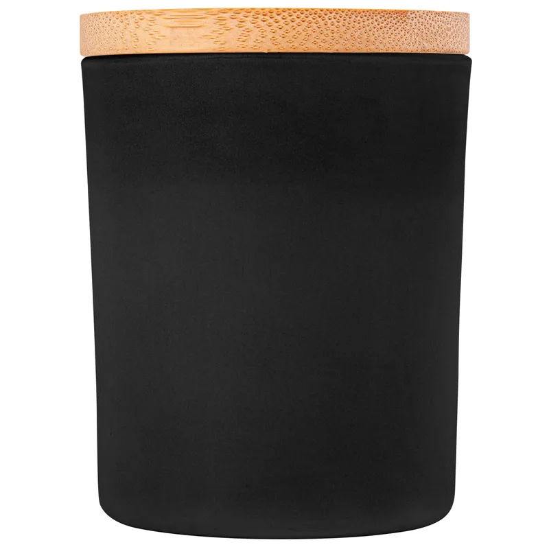 Vanilla-Scented Soy Wax Candle In Glass Jar W/Bamboo Lid view 3