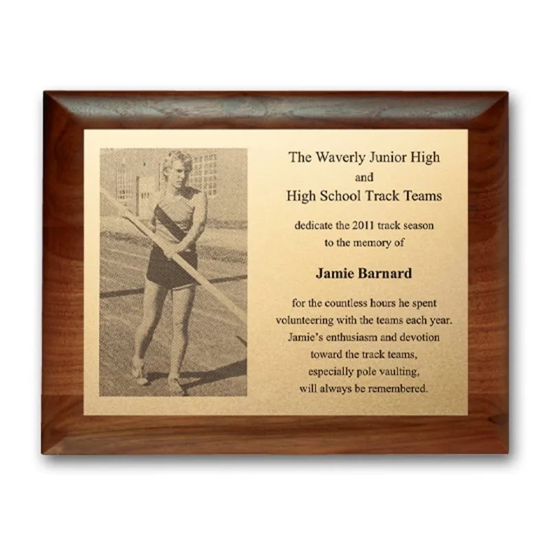 Metal Photo Plaq - Walnut Rolled Edge
