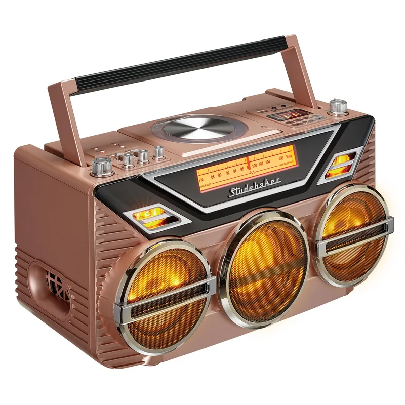 Studebaker Portable Stereo Boombox w/Bluetooth Cd Am/Fm Radio And 15W Subwoofer - Rose/Gold