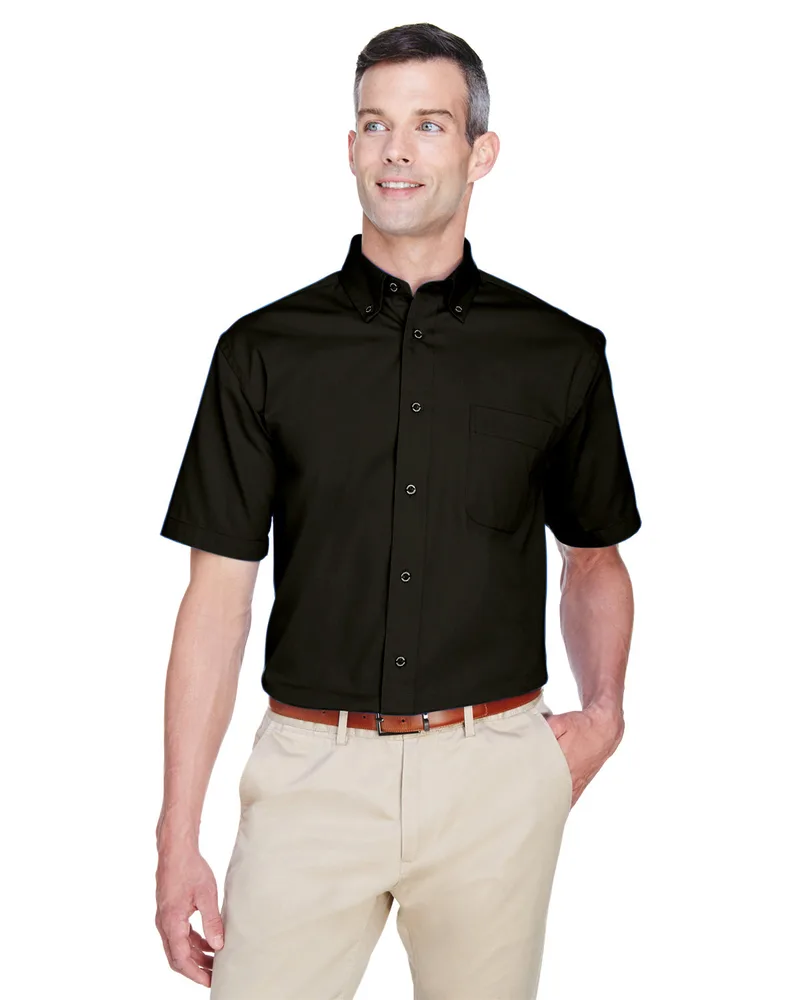 Harriton Men's Easy Blend™ Short Sleeve Twill Dress Shirt w/Stain-Release