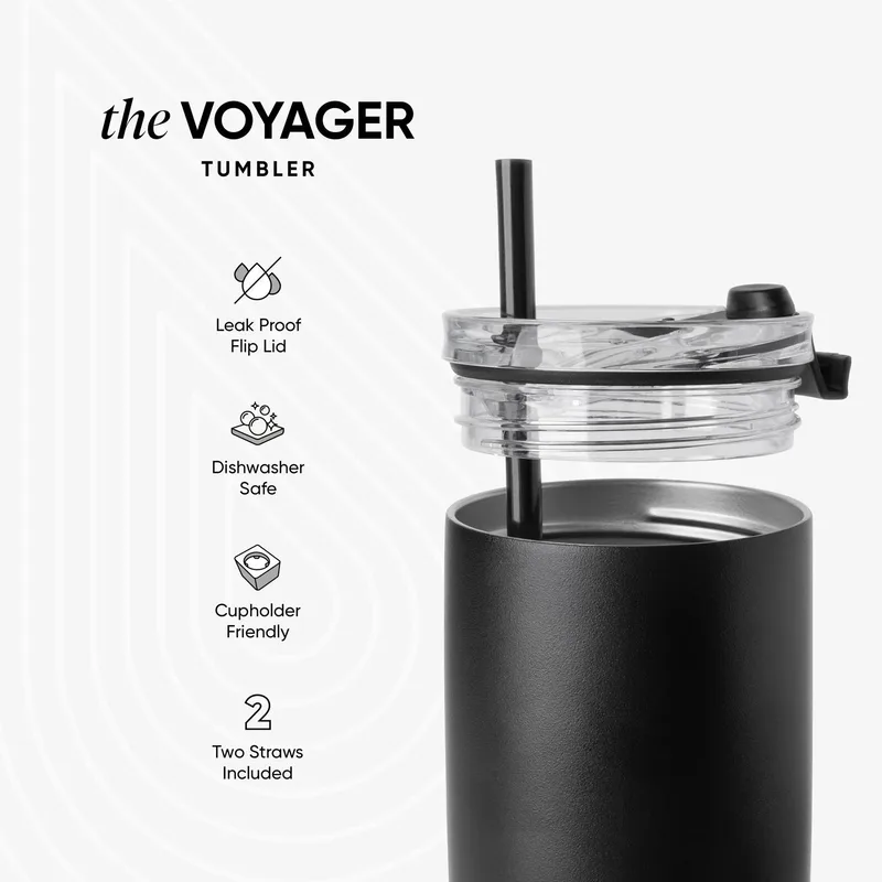 20 oz Simple Modern® Stainless Steel Double-Walled Insulated Voyager Tumbler Clear Flip Lid & Straw view 4