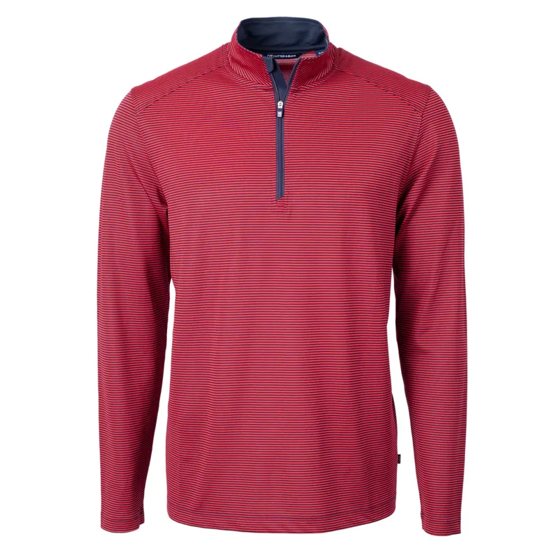 Cutter & Buck Virtue Eco Pique Micro Stripe Recycled Mens Quarter Zip view 7