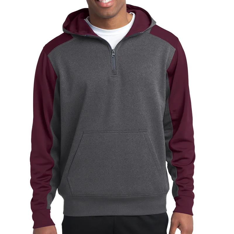Sport-tek® Tech Fleece Colorblock 1/4-zip Hooded Sweatshirt view 3
