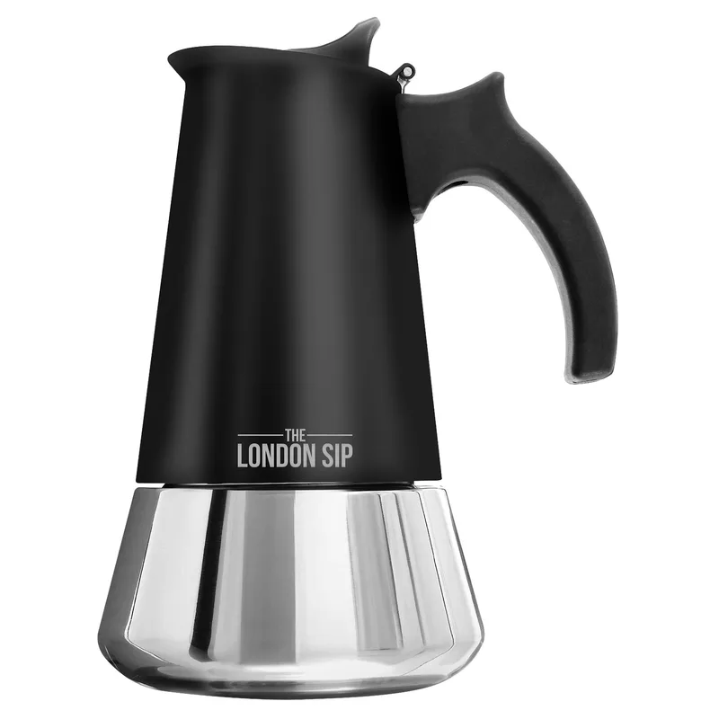 KitchenSupply London Sip - Stainless Steel Espresso Maker 3-Cup, Matte Black