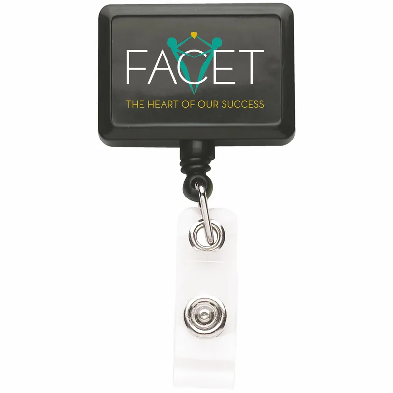 Rectangle Retractable Badge Reel w/belt cliip view 4