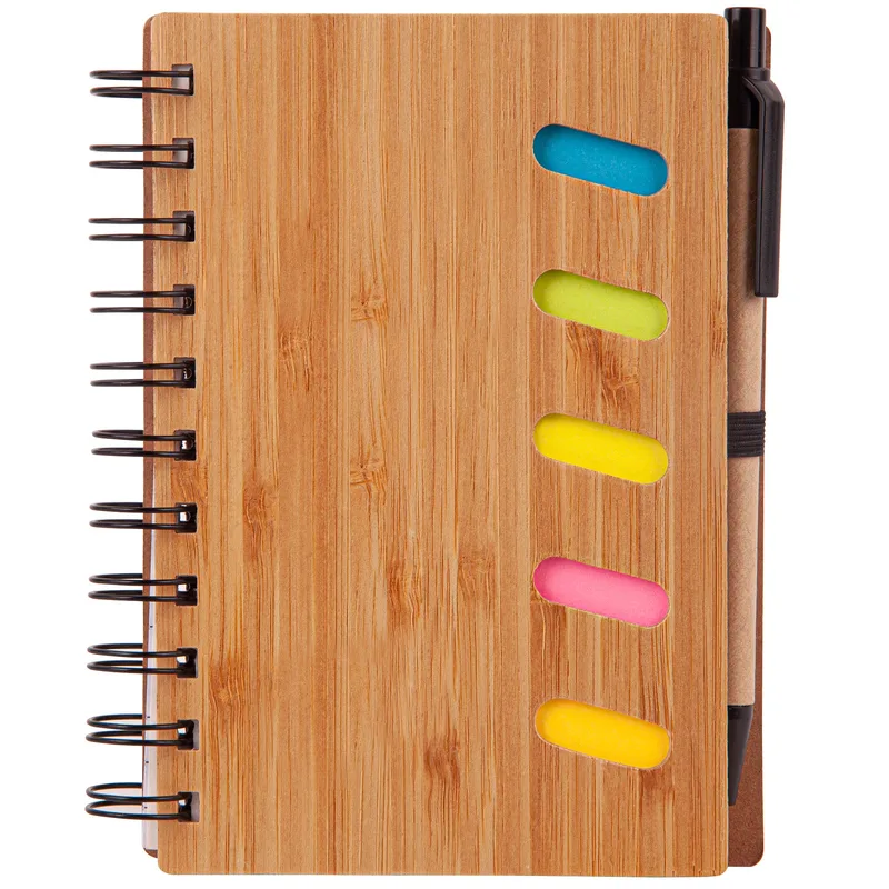Bamboo Front Cover Notebook w/Sticky Note and Pen view 2