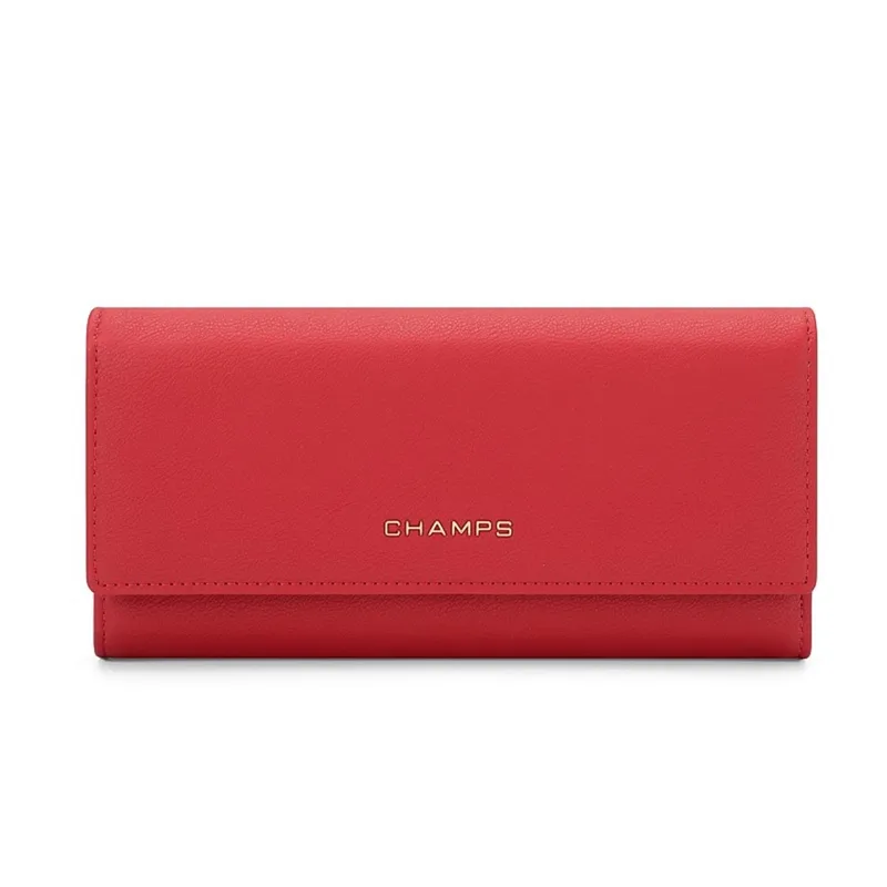 Champs Luggage Red Rfid Trifold Wallet Size 4"X7.5"X1"
