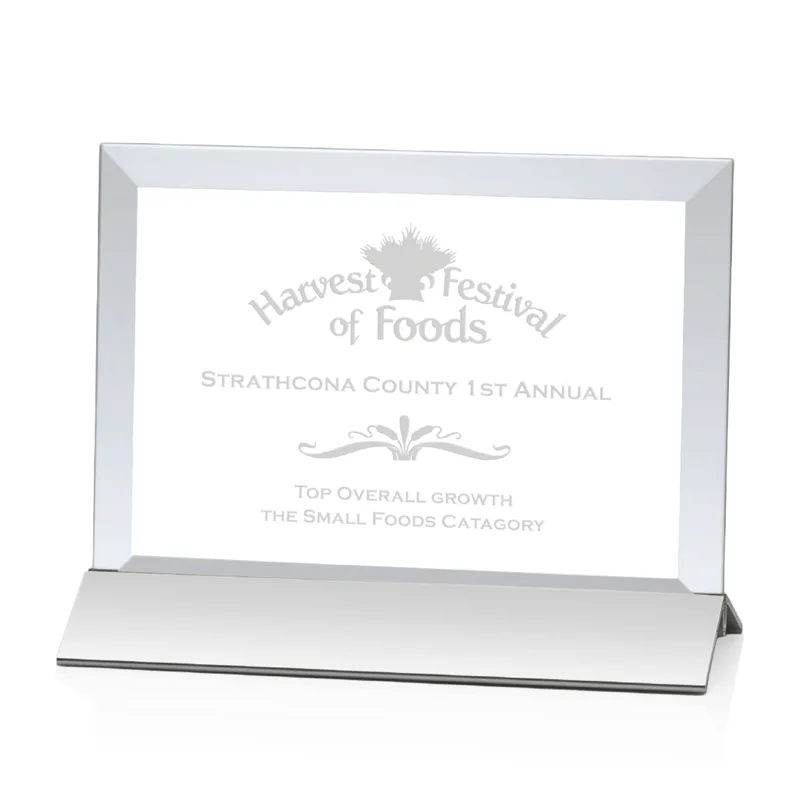 Deep Etch, Horizontal, Starfire Crystal, Silver, 8" x 6"