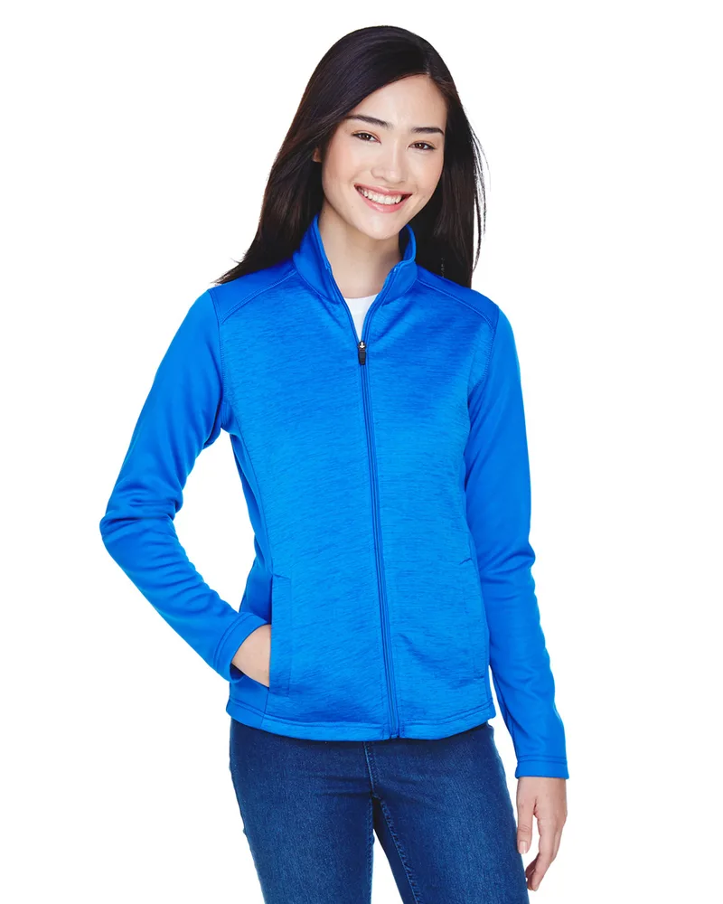 Devon and Jones Ladies' Newbury Colorblock Mélange Fleece Full-Zip view 3