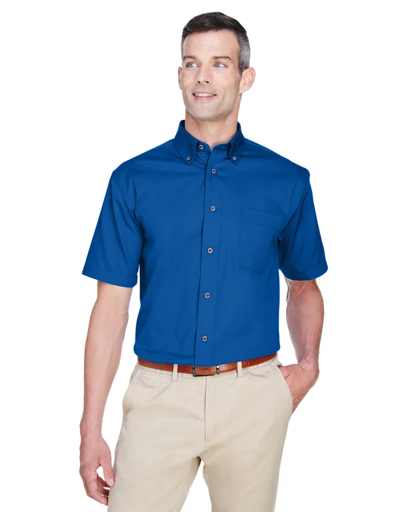 Harriton Men's Easy Blend™ Short Sleeve Twill Dress Shirt w/Stain-Release view 2
