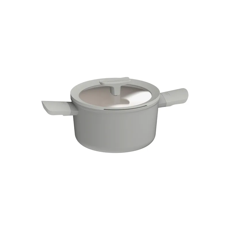 BergHoff Leo Balance 8" Recycled Alum Ceramic 3.1Qt Ns Cov Saucepan, Moonmist