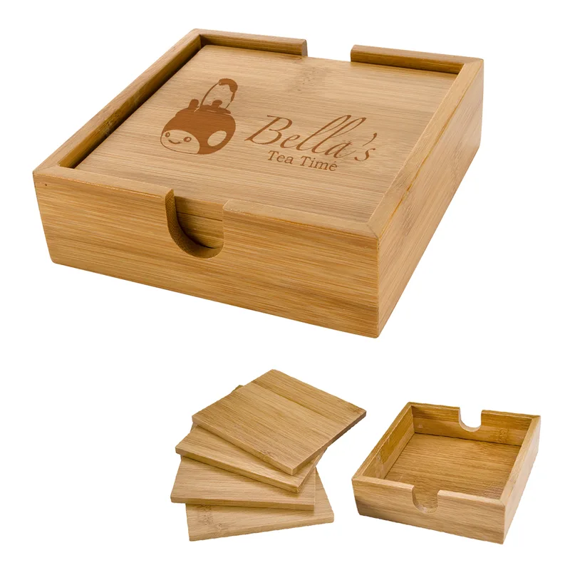 Bamboo Coaster Set view 2