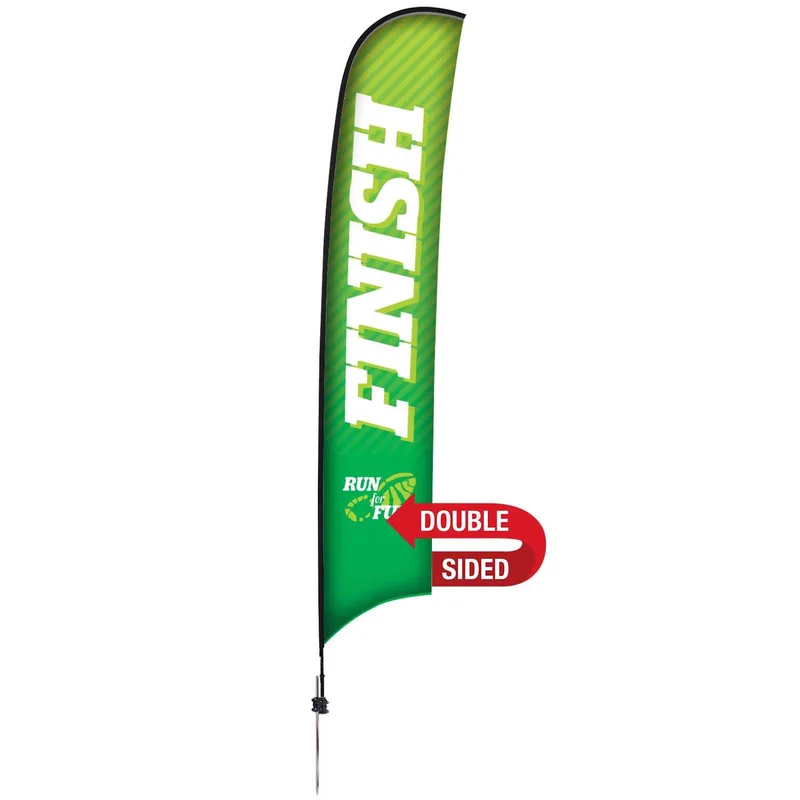 17' Premium Razor Sail Sign Flag, 2-Sided, Ground Spike