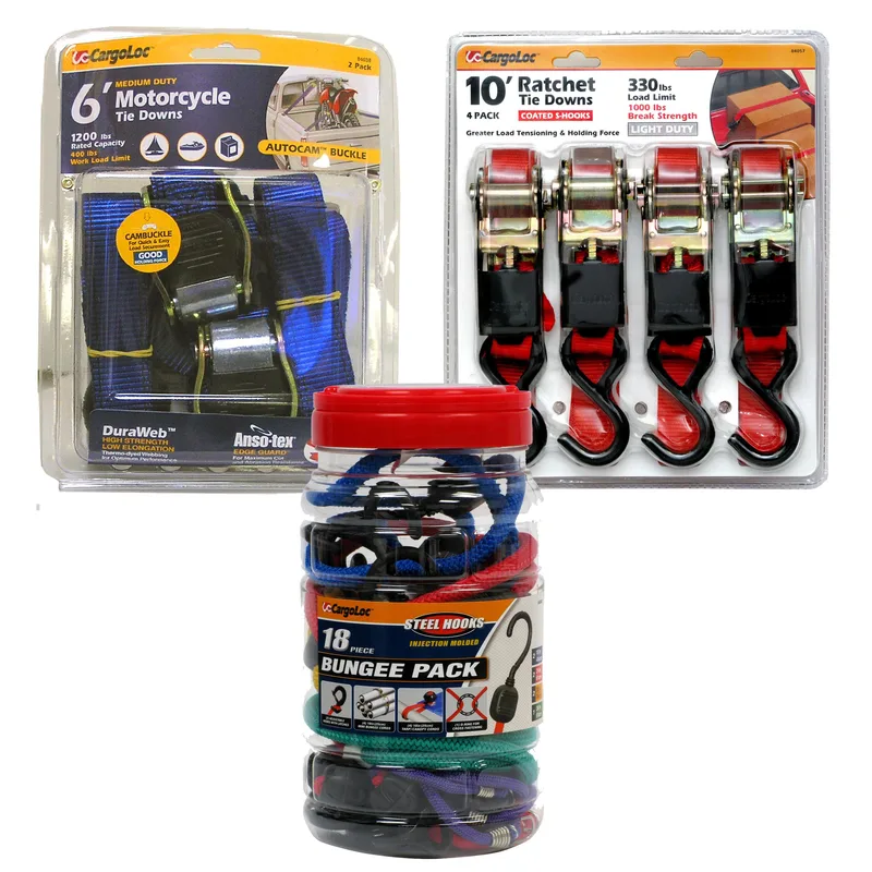 Allied Cargoloc 18-Piece Bungee Pack & Ratchet Tie-Down Package