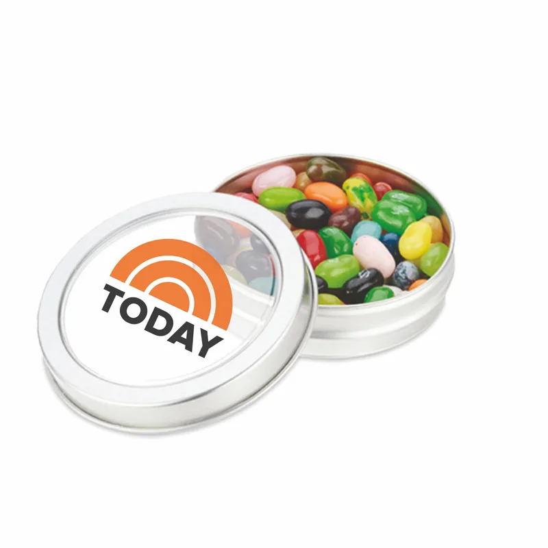 Top View Tin w/Jelly Belly® Jelly Beans (3 Oz)