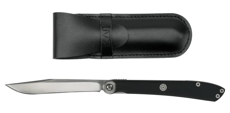 Kai Housewares Personal Folding Steak Knife w/Leather Sheath