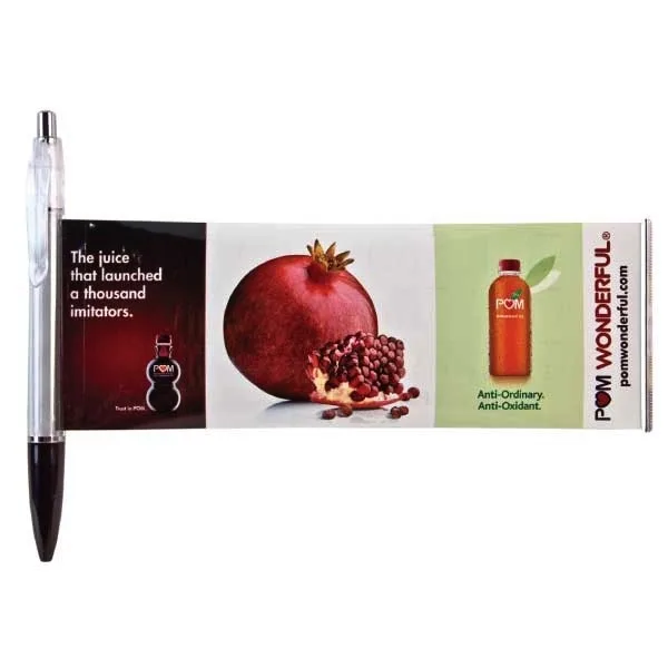 Banner Pen w/Rounded Clip & Chrome Plunger
