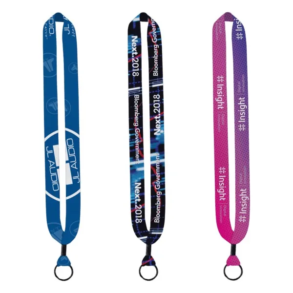 1" Dye-Sublimated Lanyard with Metal Crimp & Metal Split-Ring view 2
