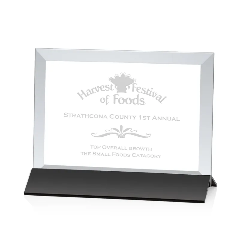 Deep Etch, Horizontal, Starfire Crystal, Black, 6" x 4"