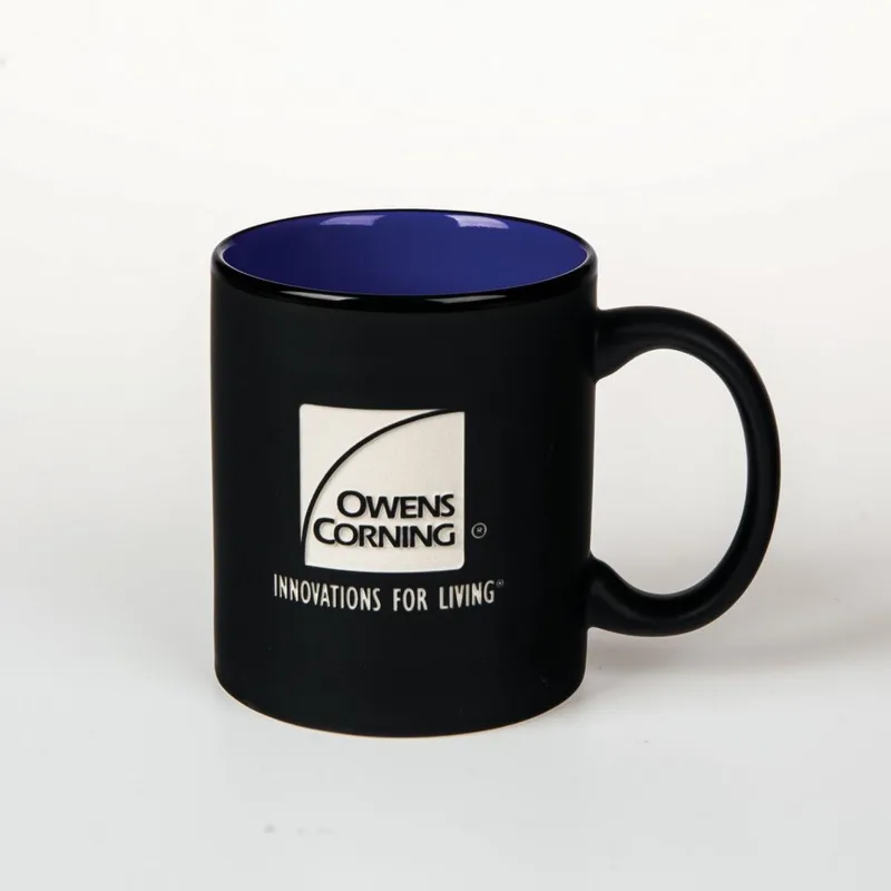 11 Oz. Black Mondrian Ceramic Mug w/Blue Interior