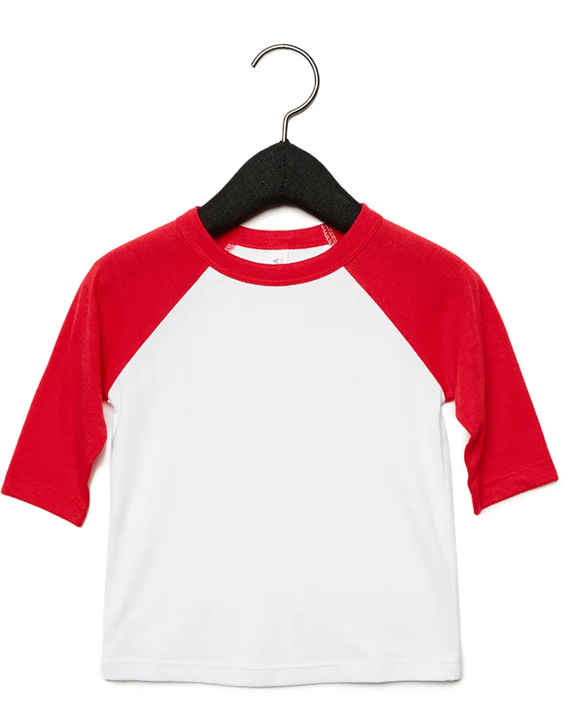 BELLA+CANVAS Toddler Three-Quarter Sleeve Baseball T-Shirt view 3