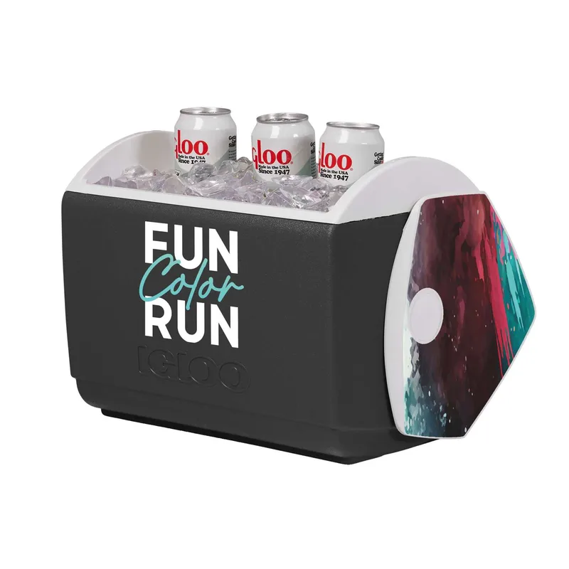 IGLOO Playmate Elite Cooler Imprinted Front & Decals on Lid view 2