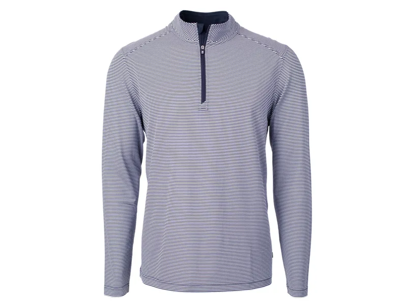 Cutter & Buck Virtue Eco Pique Micro Stripe Recycled Mens Big & Tall Quarter Zip view 4