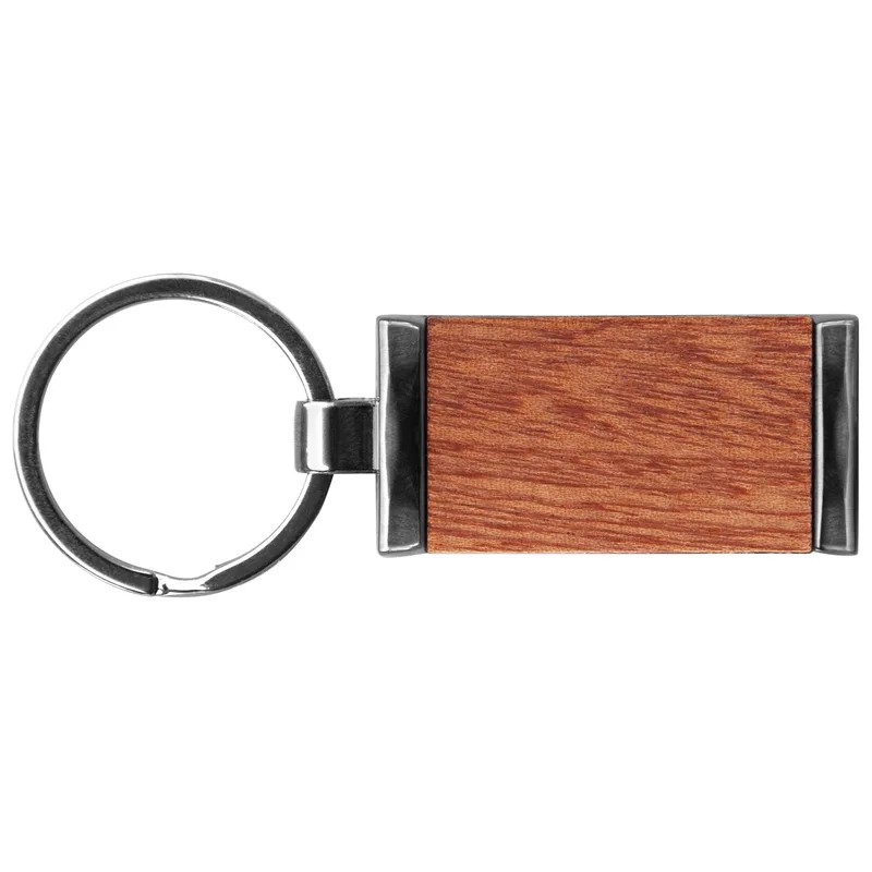 Grafton Gun Metal & Wood Rectangular Key Chain view 2
